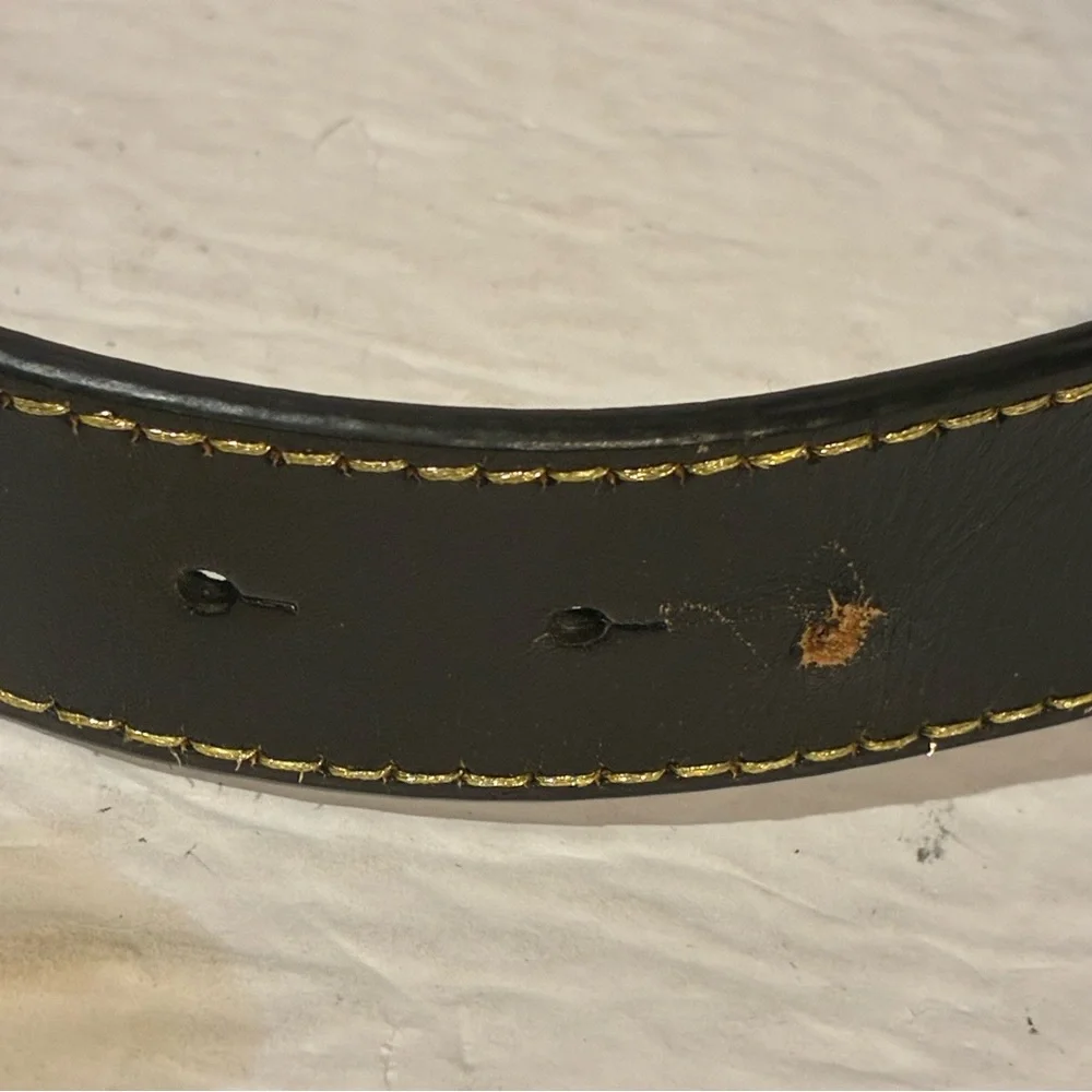Betsey Johnson Brown‎ Leather Belt Large Floral Buckle Boho Festival Statement